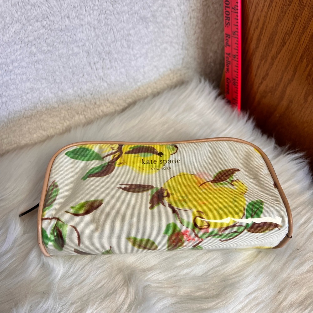 kate spade Lemon Print Cosmetic Pouch in Cream and Yellow - Picture 4 of 5